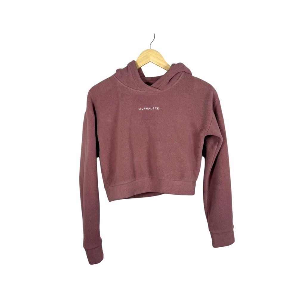 Alphalete Women’s King Cropped Sherpa Fleece Hoodie in Mauve Size S